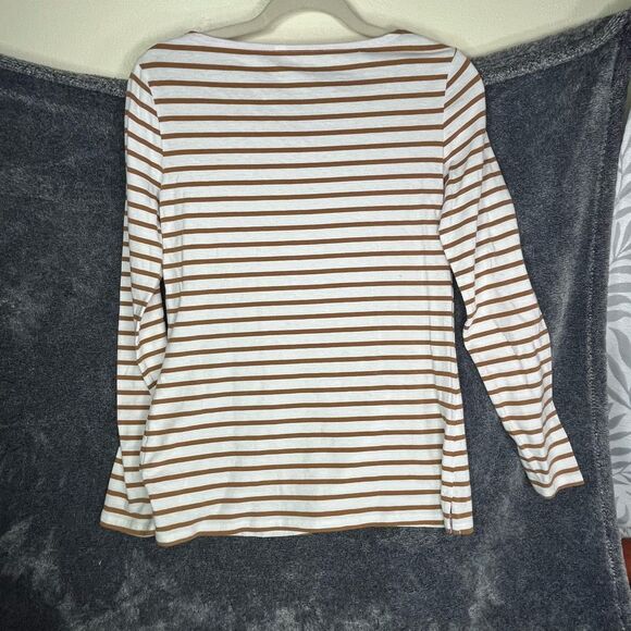 Boden White and brown striped top Women size 6 - Picture 4 of 4